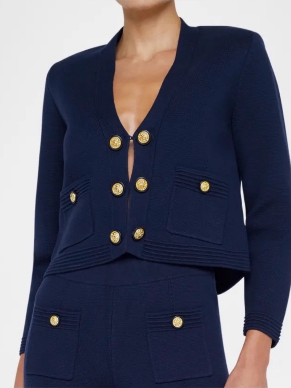L'Agence Catie Navy Cropped Cardigan NWT